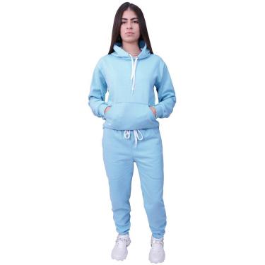 Imagem de Kit Blusa De Frio Feminina + Calca Moletom Forrada Azul Bebe-Feminino