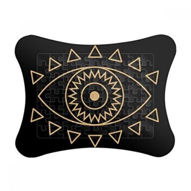 Imagem de Moldura de quebra-cabeça com padrão geométrico de totem, enfeite de jogo de quebra-cabeça