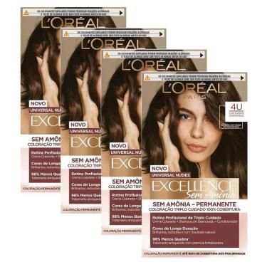 Imagem de Kit 4 Tinturas Excellence Universal Nudes Sem Amônia Castanho Universal 4U