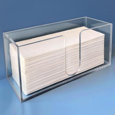 Imagem de Sicily Guest Porta-toalha de papel acrílico multidobras (acrílico de 5 mm) dispensador de toalha de papel bancada, banheiro, cozinha (27 cm L x 11 cm P x 12 cm A) Porta-guardanapos