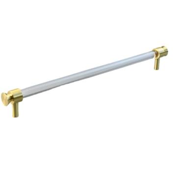 Imagem de Armário de cozinha de cristal acrílico puxa puxadores de gaveta de armário de sapato ouro t forma cômoda porta alças ferragem de móveis, furo de 320mm ao furo, 1