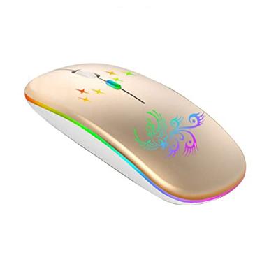 Imagem de Mouse óptico sem fio 2.4G+BT3.0+BT5.2 Mouse ergonômico de 3 modos Bateria recarregável de 500mAh integrada para PC Laptop dourado
