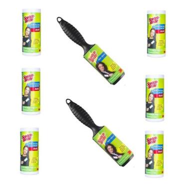 Imagem de 2 Tira Pelo Rolo Adesivo Original Scotch Brite 100x3,1 3m Com 6 Refil 