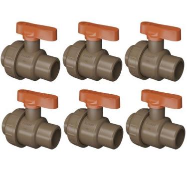 Imagem de Kit 6 Unid Registro Esfera União Soldável 32mm X 1 Fortlev