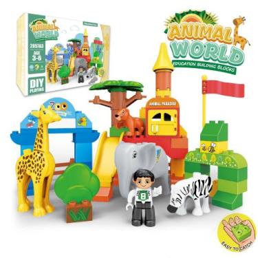 Imagem de Blocos de Montar Duplos Infantil Animais Zoologico Kids 78pcs JIESTAR