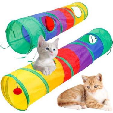 Imagem de Kit 2 Brinquedo gatos Tunel dobrável gatil labirinto pet G - Lojas Edr