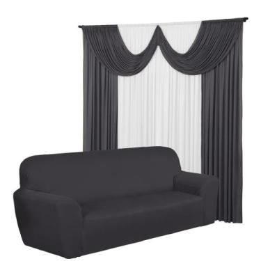 Imagem de Kit Sala Cortina 2 Metros Paris + Capa 4 Lugares Coladinha Spandex - D