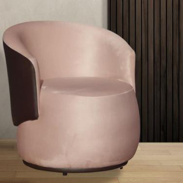 Imagem de Poltrona Orgânica Veludo Rosa Com Composê Marrom - Belliv Decor