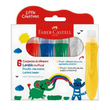 Imagem de Tinta Guache Pincel 6 Cores Lavável Jumbo  Faber-castell - FABER CASTE