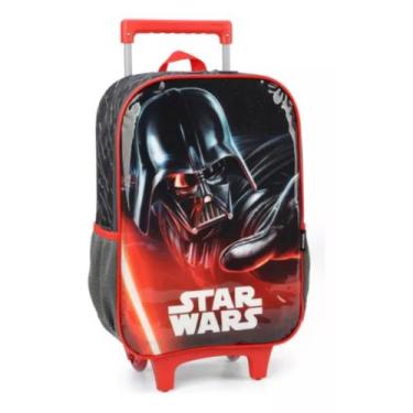 Imagem de Mochila Grande Rodinha Escolar Infantil Star Wars Vermelho - Luxcel