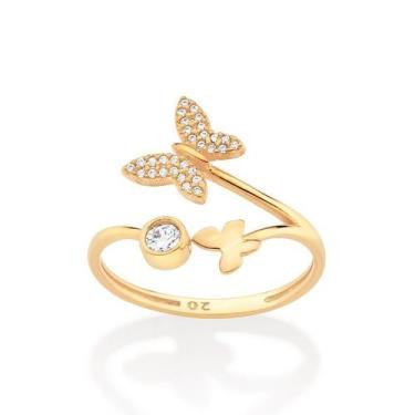 Imagem de Anel Rommanel Skinny Borboleta Fol. Ouro com Zircônia 513380, 26, Dour
