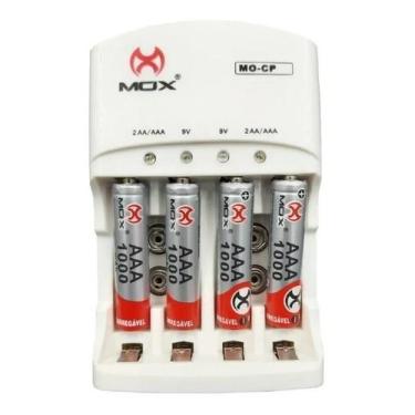 Imagem de Carregador De Pilhas E Baterias 9v Bivolt Automatico Com 4 Pilhas AAA 