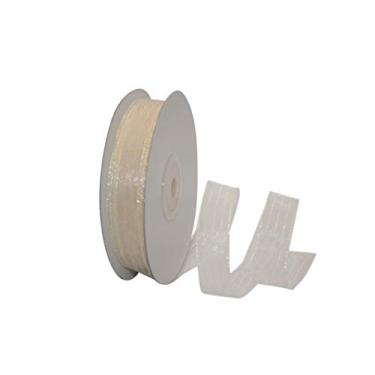 Imagem de Reliant Ribbon Fita listrada de organza metálica, 1,5 cm x 25 jardas, marfim