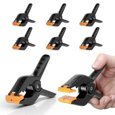 Imagem de EMART Pacote com 6 grampos de mola de musselina resistentes, clipes de fundo de cabine fotográfica de 11,4 cm para estúdio de fotografia