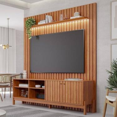 Imagem de Conjunto Decorativo Bancada Holanda e Painel Maragogi 180 Suspenso com Led Mdf Cinamomo