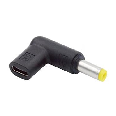 Imagem de cablecc Usb 3.1 Tipo C Usb-C Fêmea Para Dc 12V 5,5X2,5Mm Plugue Adaptador Ângulo De 90 Graus Gatilho Emulador Pd