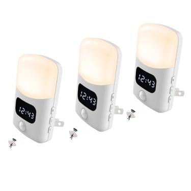 Imagem de LUXON Relógio De Banheiro Com Sensor Movimento, Luz Noturna, Plug-In Na Parede, 4000K, Branco Quente, Do Anoitecer Ao Amanhecer Para Quarto, Corredor, Cozinha, Escada, Banheiro, Pacote 3