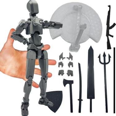Imagem de QAONIE Boneco De Ação Impresso Em 3D Com Tamanho Corpo Ampliado 8,1 Polegadas Dummy20, Brinquedo Mecânico Móvel Completo, Vários Acessórios, Decoração Mesa (Suporte, 3 Mãos, Armas, Armadura) (Prata)