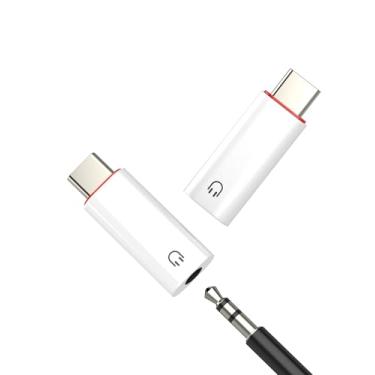Imagem de Adaptador de áudio USB C para 3,5 mm (pacote com 2) para iPhone 16 15 para Apple Tipo C AUX Fone de ouvido Dongle DAC Conector de cabo para iPad, fone de ouvido, microfone, fone de ouvido de carro