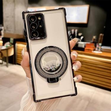 Imagem de MVVKKY para Samsung S24 Plus Quicksand Bracket Case Airbag Plating Cover (para Samsung S24 Plus/Preto)