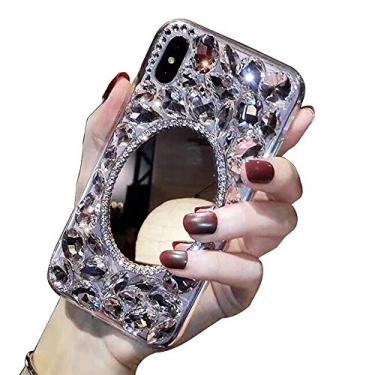 Imagem de LCHDA Capa espelhada de maquiagem para Samsung Galaxy S9, com glitter brilhante, diamantes completos, luxuosa, transparente, strass, capa protetora para mulheres e meninas com protetor de tela