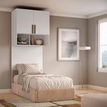 Imagem de Guarda-Roupa Modulado Aéreo com Cabeceira Altezza Trend 2 Portas Branco