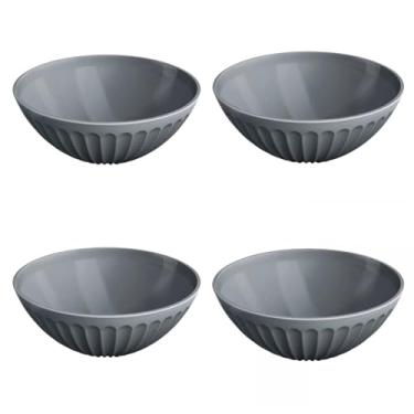 Imagem de Conjunto Bowl Multiuso de Plástico, Design Moderno, Livre de BPA, Utensílio Cozinha, Kit Tigelas, Pote Resistente, P/Salada Frutas Refeição (Kit C/ 4 - Cinza)