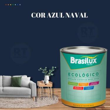 Imagem de Esmalte Sintético Brasilux Base Água Ecologico Cor Azul 800ML Brilhant