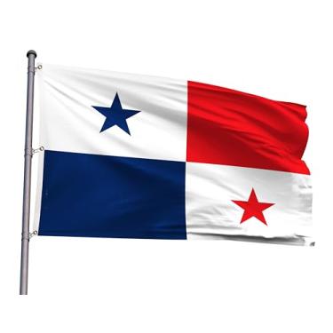 Imagem de Bandeira Panamá Extra Grande 1,5 x 3 m Gigante Panamá Nacional Poliéster Impresso Bandeira da América Latina com 3 ilhós para festival temático panamenho evento desfile festa herança decoração do mês