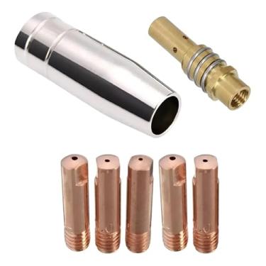 Imagem de Kit de Solda MIG - 5 Pontas de Contato 0.8mm, 1 Bico 12mm, 1 Difusor | Acessórios para Tocha de Soldagem