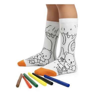 Imagem de Meia Infantil Com Canetinhas kids Goods Colorir Pintar, Menina