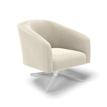 Imagem de Poltrona Decorativa Base Giratória Cromada Stella Bouclê Bege D03 - D'rossi