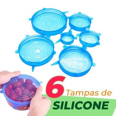 Imagem de Kit Com 6 Tampas de Silicone Flexível Universal Lavável - 123Útil