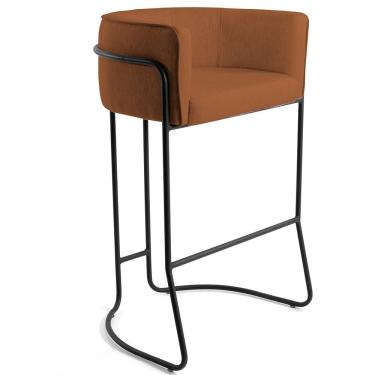 Imagem de Banqueta Decorativa Fixa Base de Aço Preto Betina D02 Veludo Telha C-262 - Lyam Decor