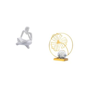 Imagem de Fenteer Estátua de Ferro Abstrata, Pensador de Folhas, Decoração para Mesa, Sala de Estar, Prateleira, Escritório, Estante, Lareira, Mesa, Quarto, Ornamento C