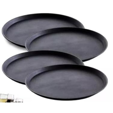 Imagem de Conjunto de 4 Bandejas Redondas 40cm Antiderrapantes para Restaurante e Bar