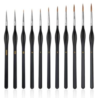 Imagem de YOOUSOO Conjunto de pincéis de pintura em miniatura, 11 pincéis pequenos, pincéis micro profissionais para pintura artística, acrílico, óleo, aquarelas e tinta por número, modelos, rosto, unhas