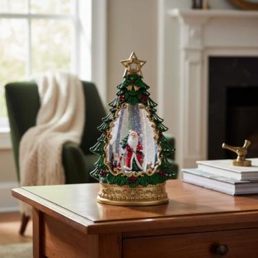 Imagem de Luminária Enfeite Natalino Musical Decorativa de Natal de Luxo em Forma de Árvore – Globo de Neve com Papai Noel e Iluminação LED Decoração Natalina II PAPAI NOEL