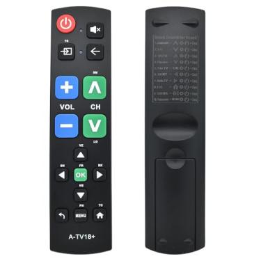 Imagem de Controle remoto universal de TV com botão grande. Simples e fácil de usar, projetado especificamente para idosos, funciona com 99% de marcas de TV bem conhecidas, garantia de 2 anos