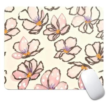 Imagem de CANFLASHION Mouse pad quadrado, mousepad pequeno personalizado com designs, base de borracha antiderrapante para jogos para computadores, laptop, escritório, 240 mm x 200 mm x 3 mm, flor rosa
