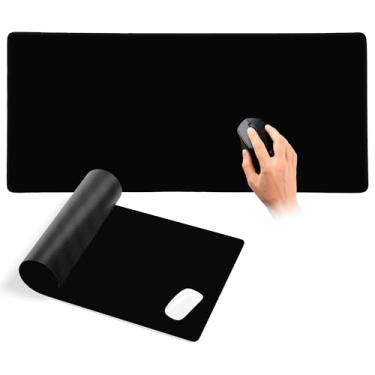 Imagem de Tapete de rato para jogos XXL, tapete de rato grande, tapete de escritório, base de borracha antiderrapante – Tamanho extra grande: 35,1 x 15,8 (Preto)