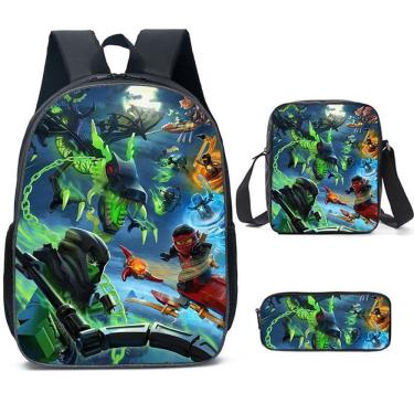 Imagem de Conjunto de mochilas escolares Ninja, 3 peças com bolsa de ombro e estojo para lápis