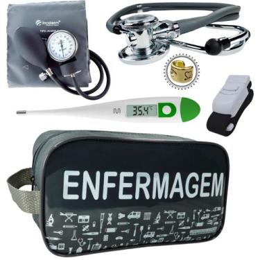 Imagem de Kit Enfermagem Estágio Com Aparelho de Pressão Estetoscópio Rappaport 