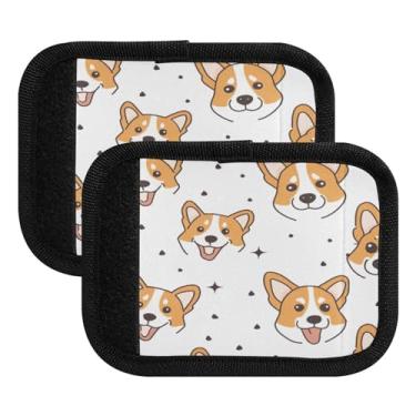 Imagem de Qilmy Bonito desenho animado pequeno cão bagagem alça envoltório pacote 2 identificadores de bagagem etiqueta pega conforto pega capa para carrinho mala mala avião acessórios de viagem 311