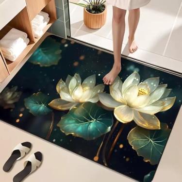 Imagem de Tapete Flores 5D de Microfibra Antiderrapante - Absorção Rápida, Ideal para Banheiro e Entrada, Decorativo e Confortávelção(FLORES H)