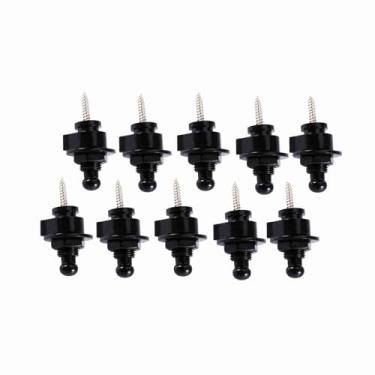 Imagem de Generic Fechaduras de Cinta de Guitarra, Duráveis, Leves, Liberação Rápida para Músicos de Baixo Elétrico Acústico, 10 Unidades, Travas de Metal (Preto)