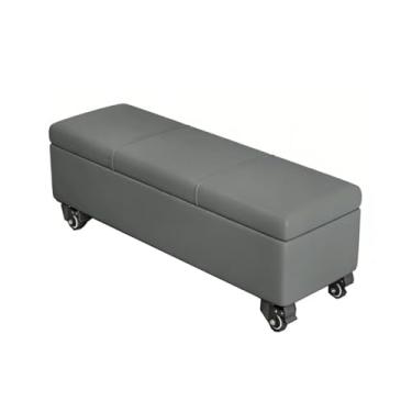 Imagem de Banqueta Para Banquinho Retangular Para Sofá Material De Couro Banco Para Troca De Sapatos Para Casa Quarto Sala De Estar Com Rodas 360 Graus(Dark gray,30x40x120cm)