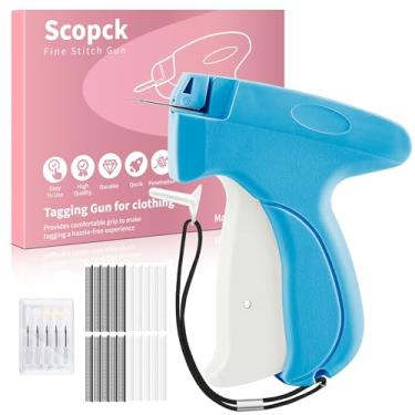 Imagem de Pistola de costura para roupas – fixador rápido de roupas – Mini kit de costura micro pistola de etiquetagem – Inclui 6 agulhas, 1000 fixadores pretos e 1000 fixadores brancos (azul-branco)