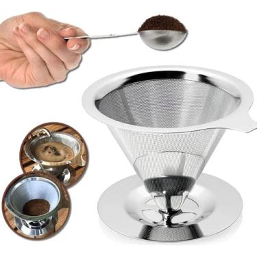 Imagem de Filtro Coador de Café Reutilizável em Aço Inox 103 - Ecológico, Econômico e Lavável - Sem Filtro de Papel - Alta Durabilidade, Portátil, Com Suporte - Ideal para Café Coado Moderno e Sustentável