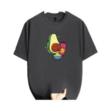 Imagem de Camiseta Masculina Casual De Verão, Algodão, Manga Curta, Gola Redonda